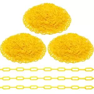200Ft Yellow Plastic Barrier Chain Links for Crowd Control, 3 Pieces - Picture 1 of 12