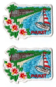 2 x Phuket Iron on Patch Embroidered For Jacket Jean Clothing Shirt Cap Hat P138 - Picture 1 of 5