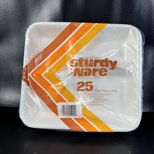 Vtg 1970s Styrofoam Divided Tray Plates 25 Pack NEW OLD STOCK SEALED Sturdy-Ware - Picture 1 of 5