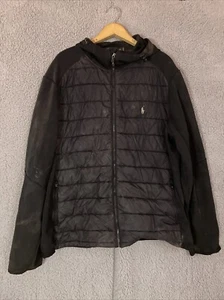 Polo Ralph Lauren nera uomo leggera XXL puffer jacket zip cappuccio - Foto 1 di 17