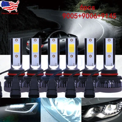 LED Headlight + Fog Light Bulbs For Chevy Silverado 1500 2500 HD 2003-2005 2006 - Image 1 of 4