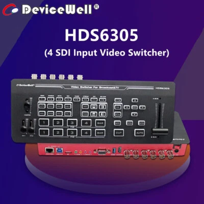 Devicewell HDS6305 4CH SDI Video Switcher for Broadcast TV Studio Live Streaming - Image 1 of 4