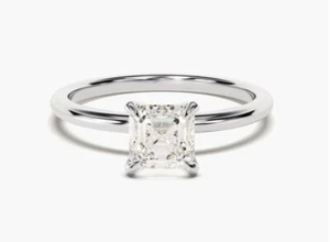 Solitaire White Asscher Cut 1.25CT Moissanite 10K White Gold Women Wedding Ring - Picture 1 of 3