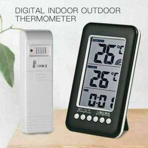 Digital Thermometer Clock Temperature Wireless Transmitter Meter Indoor/Outdoor - Picture 1 of 11