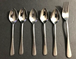 6 Piece Lot National CONCERTO Stainless 5 Teaspoons + 1 Dinner Fork MCM Japan - Picture 1 of 10