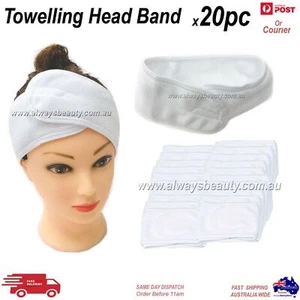20pcs White Adjustable Headband Towel Head Band Soft Salon Spa Facial Makeup New - Picture 1 of 5