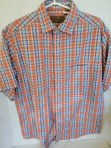 Clearwater Outfitters men's M Orange Blue Plaid Cotton Blend - Picture 1 of 5