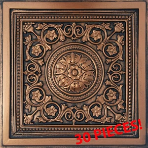 Gittersystem, Pop In, 24" x 24", PVC Deckenfliesen MAJESTY Kupfer/Schwarz 30 Stück - Bild 1 von 4
