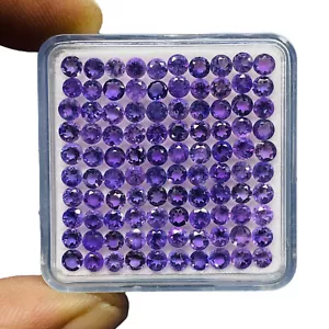 100 Stck. Natürlicher Amethyst 3 mm Rundschliff Lose Unbehandelt Edelsteine Großhandel Posten - Bild 1 von 8