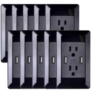 10 Packs USB Wall Outlet Charger 15Amp Smart USB Charger Socket white Receptacle - Picture 1 of 12