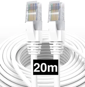 20m - Câble Réseau Ethernet RJ45 - blanc - CCA U/UTP Cat 5E (max 1 Gbps) - Imagen 1 de 4