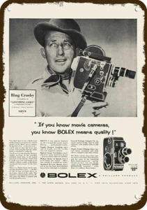 1956 BOLEX B-8 8mm MOVIE CAMERA Vintage Look REPLICA METAL SIGN - BING CROSBY - Picture 1 of 1