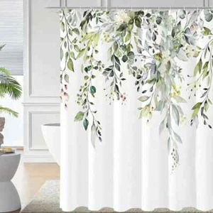 1PC Plant Floral Shower Curtain with Plastic Hook Modern Bathroom Decoration - Picture 1 of 26