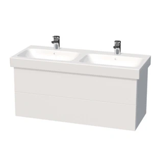 Waschtisch-Unterschrank iCon 120 cm, Doppel-Wascht. Grifflos, Lack u. Holzoptik - Bild 1 von 22