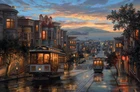 Art San francisco city street Oil painting Giclee Art Printed on canvas