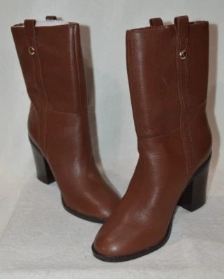 Botas para mujer Nine West HARBOURNO de cuero coñac de tacón alto a mitad de la pantorrilla-talla 9/9,5/10 Foto 1 de 4