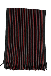 Strickschal 100%Wolle(Merino) rot-grau-anthrazit Herren Damen mit Fransen - Bild 1 von 3