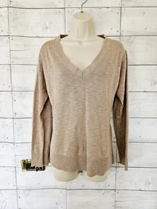 Gant V Neck Cotton Silk Linen Jumper Long Sleeve Beige Size M RRP £150 - Picture 1 of 7