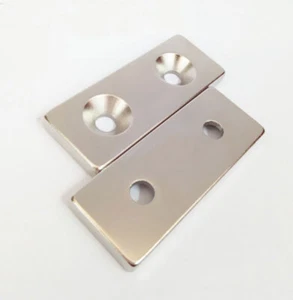 1-20 piezas 50x20x5 mm 2 avellanadores: 5 mm tierras raras neodimio artesanal bloque imanes N50 - Imagen 1 de 3