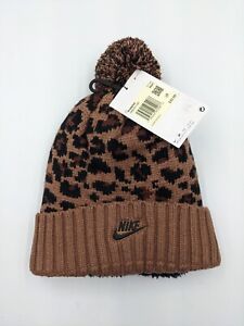 Nike Sportwear Leopard Womens Pom Beanie Hat NWT DM8403-256