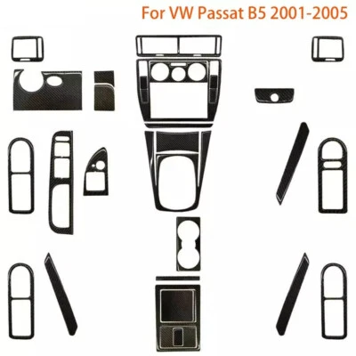31 peças kits completos de acabamento interno de fibra de carbono real para Volkswagen Passat B5 2001-05 - Imagem 1 de 4