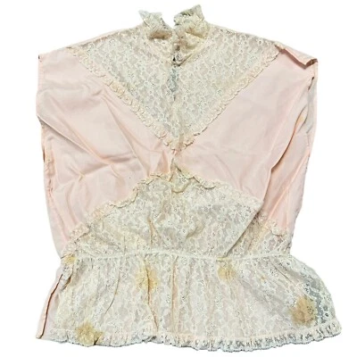 Blusa vintage años 60 Jami Originals color coral claro nailon encaje peplum manchada Foto 1 de 4