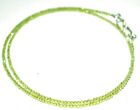 925 Sterling Silver 18" Strand Necklace Green Peridot Round 2 mm Beads OI65