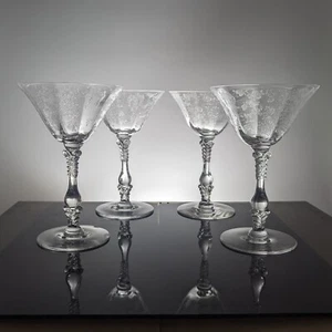 4 Cambridge Rose Point 3121 Crystal Sherbet/Champagne Clear Glass Goblets 7 oz - Picture 1 of 15