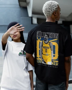Tyrese Haliburton Indiana Pacer Retro NBA Graphic Tee T-Shirt Basketball For Him - Picture 1 of 15