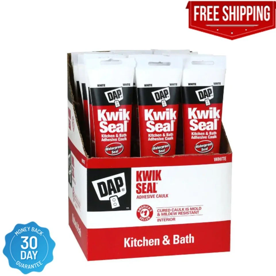 BRANDED Kwik Seal 5.5 Oz. White Kitchen and Bath Adhesive Caulk (12-Pack)