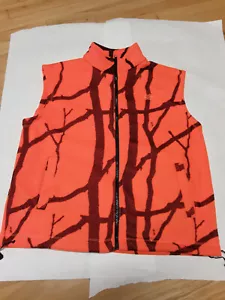 Mens XL Fleece Full Length Fleece Hunting Vest Orange Camo zippered by Huntworth - Picture 1 of 12