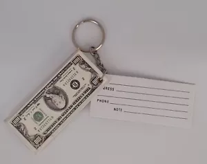 Address/Telephone Index Money Dollars Bills Vintage Plastic Keychain Key Holder - Picture 1 of 10