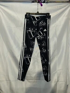 Girls black and white dri fit Adidas leggings, size 10/12 - Picture 1 of 4