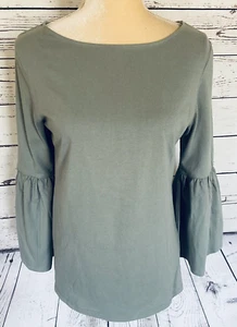 The Royal Standard Women’s Medium Blouse Gray Long Bell Flare Sleeves Soft  - Picture 1 of 9