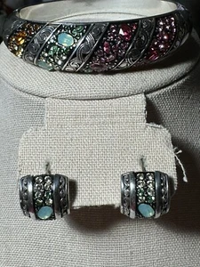 Brighton Set Bracelet ~7 Inches & Earrings ~ 1/2 Inch Collection Crystals - Picture 1 of 9