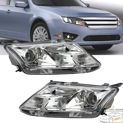 Fit 2010-2012 Ford Fusion Chrome Halogen Headlights Headlamps Left + Right Side Foto 1 de 4