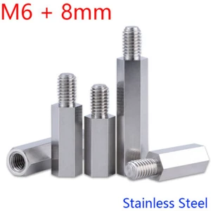 M6 + 8 304 Edelstahl Stecker Buchse Abstandshalter Sechskant Säule Abstandshalter Säule Bolzen - Bild 1 von 4