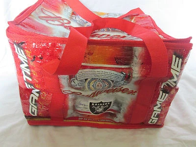 Oakland Raiders Fútbol Rojo Budweiser Cerveza Plegable Plegable Aislador Enfriador Foto 1 de 4
