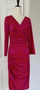 RICKIE FREEMAN Teri Jon Fuchsia Pink Red Floral Ruched Size 8 Dress - Picture 1 of 24