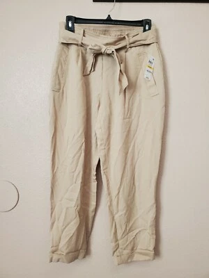 Pantalones MAISON JULES Mujer Beige Cinturón Bolsillo Puños Talla: M Foto 1 de 4