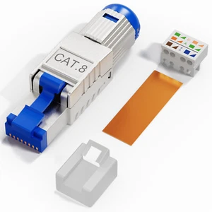 Cat8 Netzwerkstecker RJ45 Netzwerk Stecker werkzeuglos Verlegekabel AWG23 LAN - Afbeelding 1 van 18
