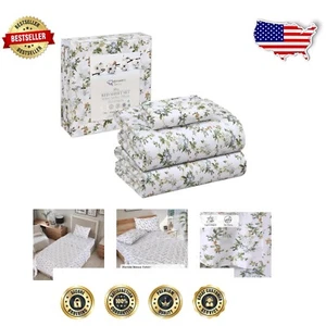 Soft & Breathable Twin XL Floral Sheet Set - 100% Cotton with Deep Pockets - Picture 1 of 10