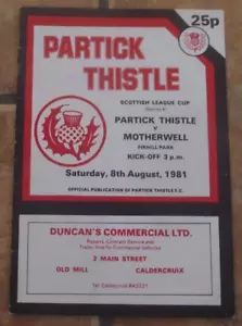 1981-82 (Aug) Partick Thistle v Motherwell - Scottish League Cup - Picture 1 of 2