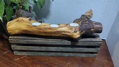 Candelabro rústico hecho a mano de madera de hierro real teñido, EE. UU. Foto 1 de 4