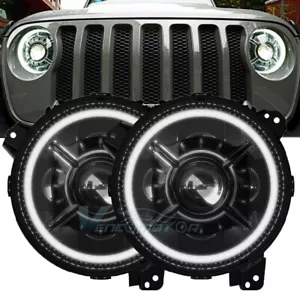 9 Inch DRL Halo LED Headlights For 2018 2019 2020 Jeep Wrangler JL Gladiator SUV - Bild 1 von 11