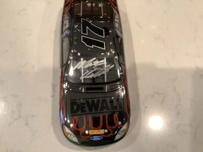 MATT KENSETH AUTOGRAPHED 2002 FORD DEWALT YELLOW FLAMES CHROME DIECAST & CARD - Image 1 of 4