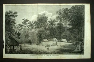 Friedhof DER INSEL Tongatapu Au Royaume Des Tonga Gravur Reise Cook 1777 - Bild 1 von 2