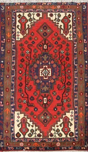 Vintage Tribal Geometric Hamedan Accent Rug 3x5 Wool Hand-knotted Foyer Carpet - Picture 1 of 14