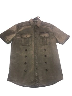 Nueva Camisa Tejida Affliction Reprieve S/S Moda Con Botones Para Hombre Mediana Nueva Sin Etiquetas Foto 1 de 4