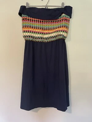 Vestido Anthropologie JUDITH MARCH Mediano Azul Marino Tejido Arco Iris Sin Tirantes Forrado Mujeres Foto 1 de 4